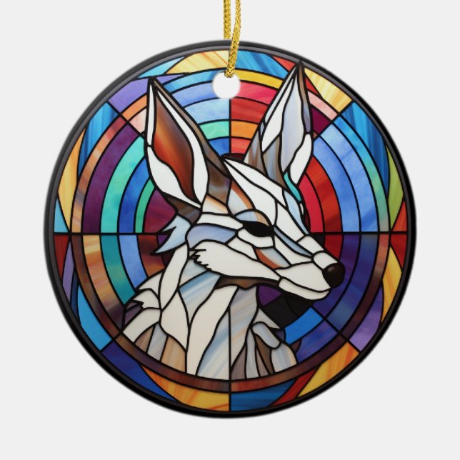 Sweet Stached Glass Coyote Keramik Ornament (Vorne)