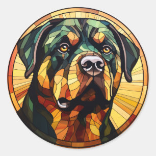 Sweet Stached Glass Dog Rottweiler Runder Aufkleber