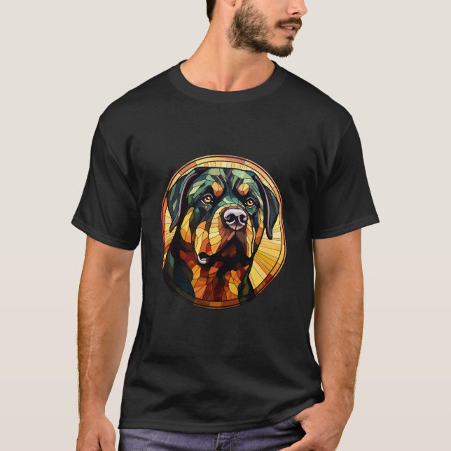 Sweet Stached Glass Dog Rottweiler T-Shirt (Vorderseite)