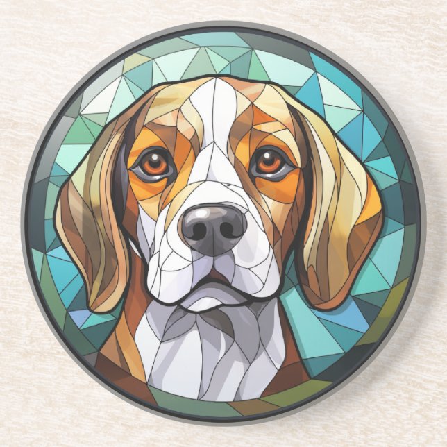 Sweet Stated Glass Beagle Hound Hund Getränkeuntersetzer (Vorne)