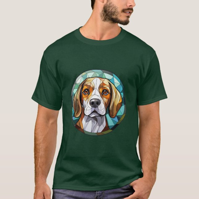 Sweet Stated Glass Beagle Hound Hund T-Shirt (Vorderseite)