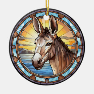 Sweet Stated Glass Donkey Keramik Ornament