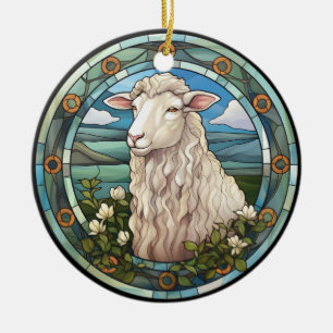 Sweet Stated Glass Farm Sheep Lamb Keramik Ornament