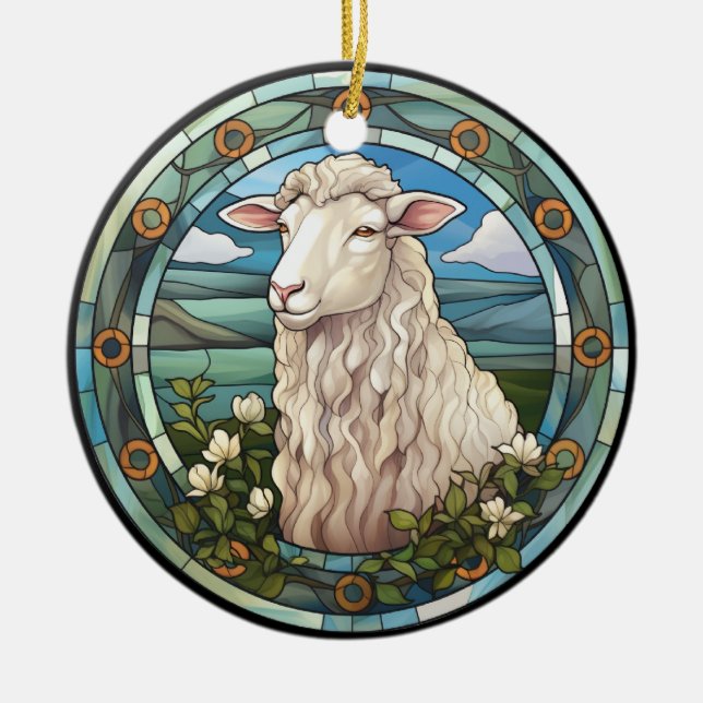 Sweet Stated Glass Farm Sheep Lamb Keramik Ornament (Vorne)