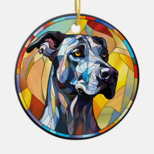 Sweet Stated Glass Great Dane Hund Keramik Ornament