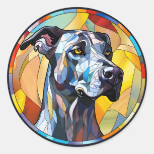 Sweet Stated Glass Great Dane Hund Runder Aufkleber