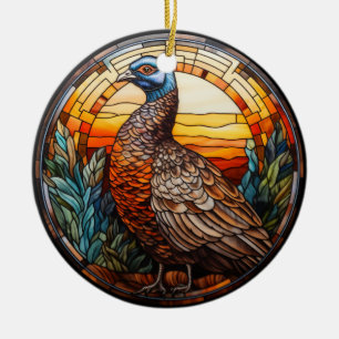 Sweet Stated Glass Pheasant Hen Keramik Ornament