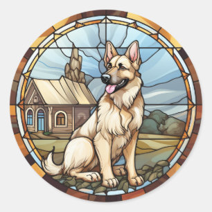 Sweet Stected Glass German Shepherd Dog Runder Aufkleber