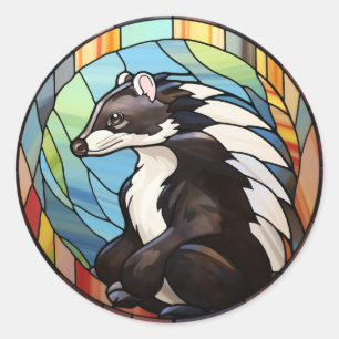 Sweet Stected Glass Skunk Runder Aufkleber