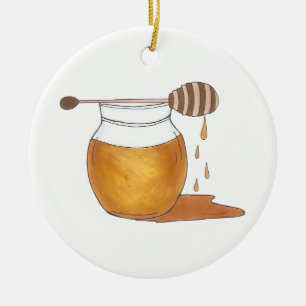 Sweet Sticky Honey Dripping Honeypot Jar Beehive Keramik Ornament