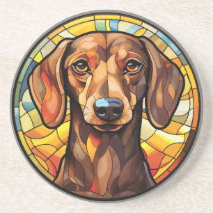 Sweet Stined Glass Dachsund Dog Getränkeuntersetzer