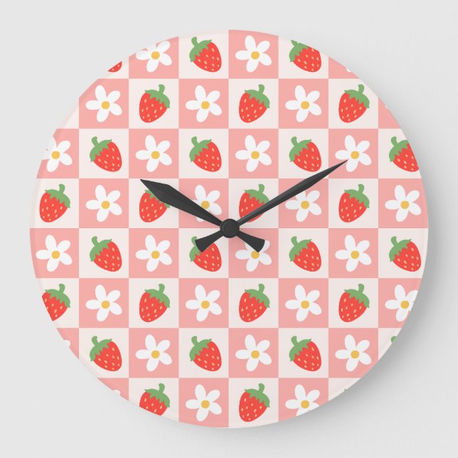 Sweet Strawberries & Blume Uhr (Vorderseite)