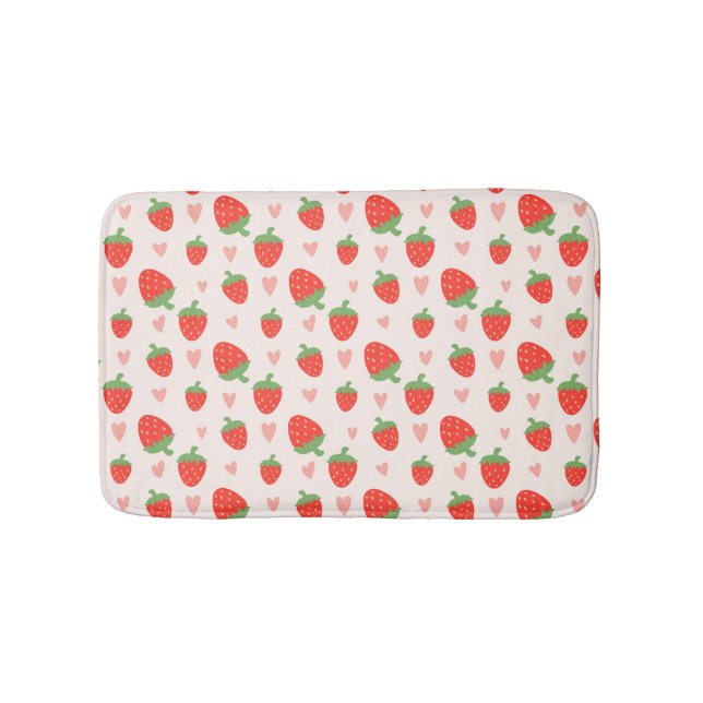 Sweet Strawberries & Hearts Bath Mat Badematte (Vorderseite)