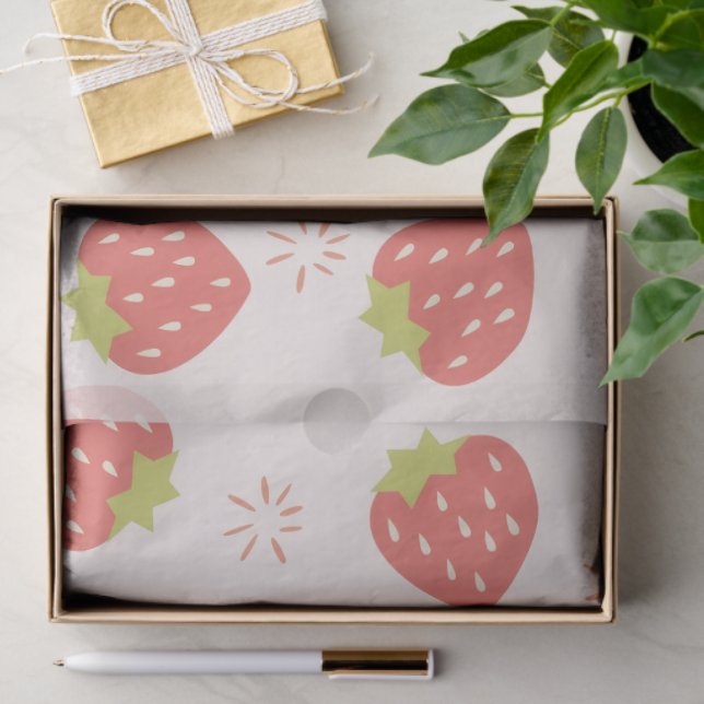Sweet Strawberries Pattern Tissue Paper Seidenpapier (Geschenk)