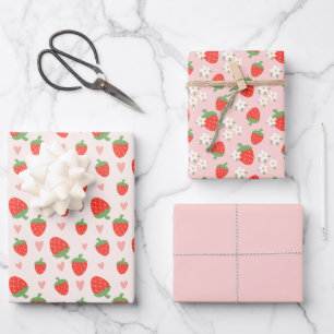 Sweet Strawberries Wrapping Paper Set Geschenkpapier Set