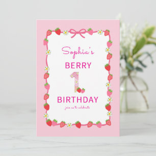 Sweet Strawberry 1. Geburtstag Einladung