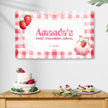 Sweet Strawberry Ankunft Gingham Baby Dusche Rosa