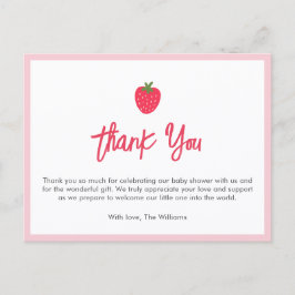 Sweet Strawberry Baby Shower Thank You Card Postkarte