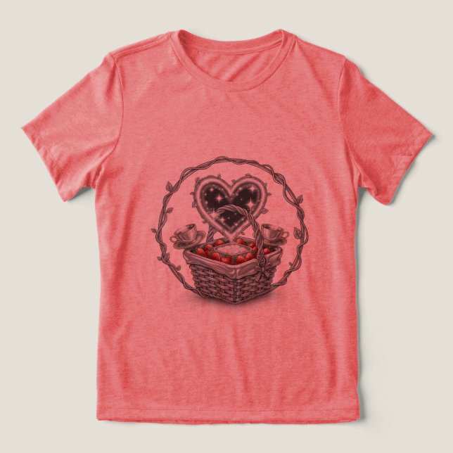 Sweet Strawberry Basket T-Shirt 🍓 🤍 Tri-Blend Shirt (Design Vorderseite)
