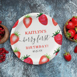 Sweet Strawberry Berry First 1st Birthday Pappteller<br><div class="desc">Celebrate in style with these trendy 1st birthday paper plates. The design is easy to personalize with your own wording and your family and friends will be thrilled when they see these fabulous party plates. Matching items can be found in the collection.</div>