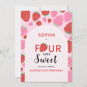 Sweet Strawberry Birthday Einladung