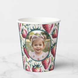 Sweet Strawberry Birthday Frame Foto Pappbecher