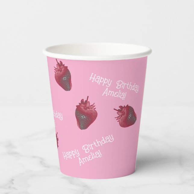 Sweet Strawberry Birthday Paper Cup Pappbecher (Rückseite)