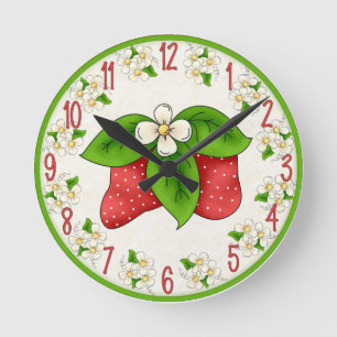 Sweet Strawberry Clock Runde Wanduhr