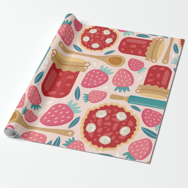 Sweet Strawberry Delight Geschenkpapier (Ungerollt)