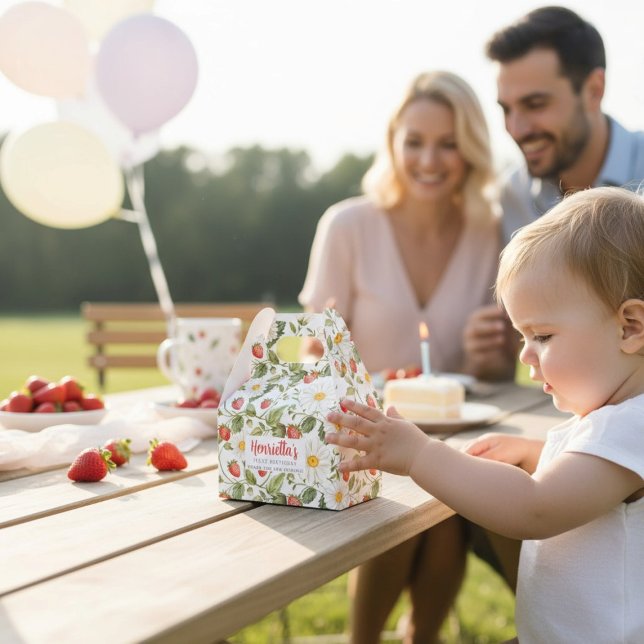 Sweet Strawberry First Birthday Favor Box Geschenkschachtel (Von Creator hochgeladen)