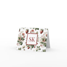 Sweet Strawberry & Floral Muster Custom Monogram