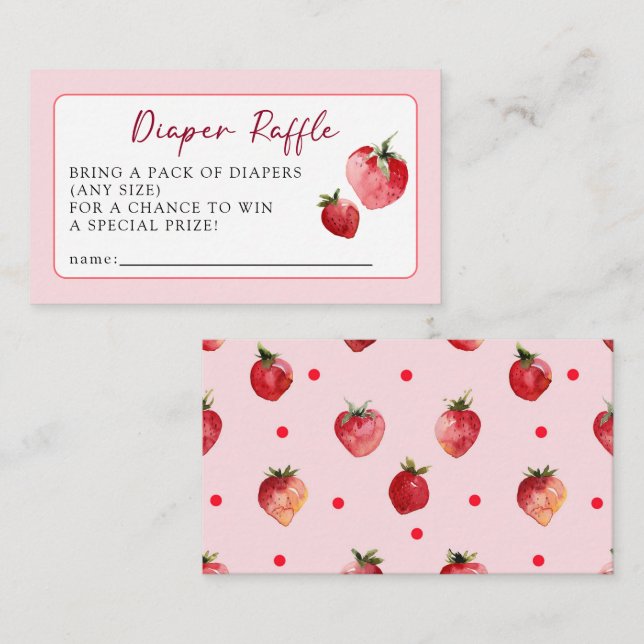 Sweet Strawberry Fruit Baby Shower Diaper Raffle  Begleitkarte (Vorne/Hinten)