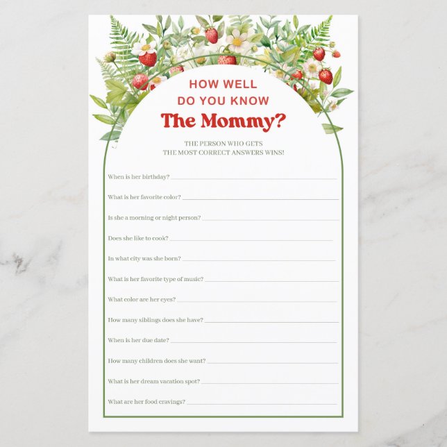 Sweet Strawberry Gut kennen Sie das Mommy-Spiel (Vorderseite)