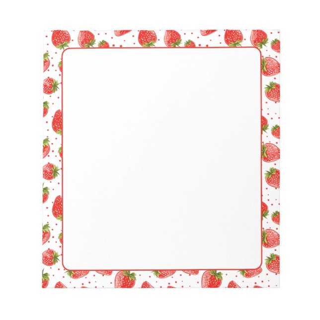 Sweet Strawberry Juicy Strawberries Border Notizblock (Vorderseite)