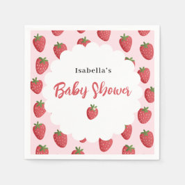 Sweet Strawberry Personalized Baby Shower Serviette