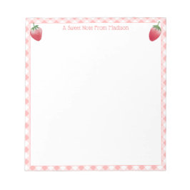 Sweet Strawberry Pink Gingham Karo Girl's Notizblock