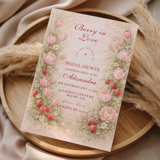 Sweet Strawberry Romance Bridal Shower Einladung (Von Creator hochgeladen)