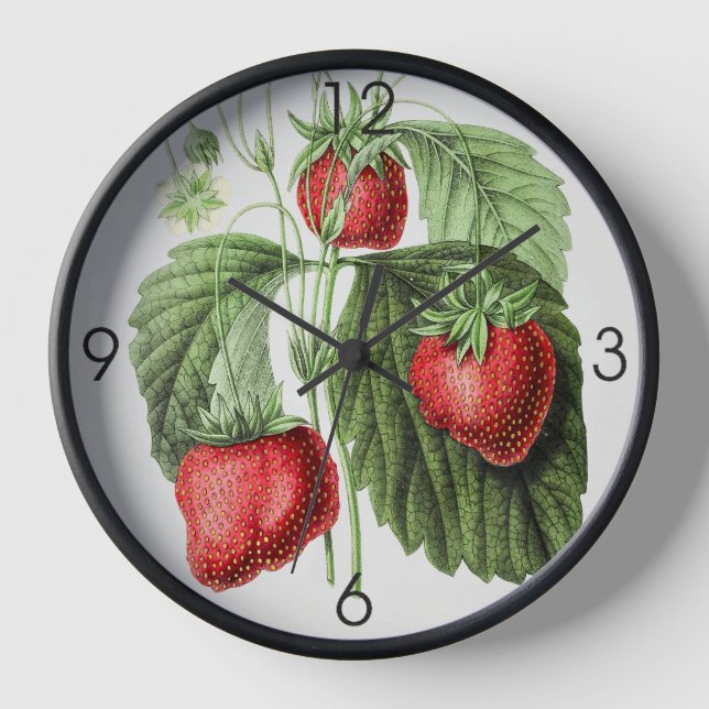 Sweet Strawberry Round Clock Uhr (Vorderseite)
