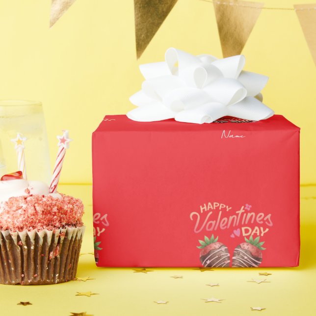 Sweet Strawberry Valentine's Day Personalized  Geschenkpapier (Geburtstagsparty)