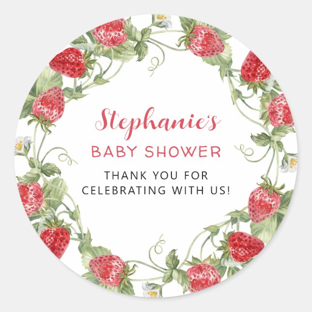 Sweet Strawberry Vielen Dank Runder Aufkleber (Vorderseite)