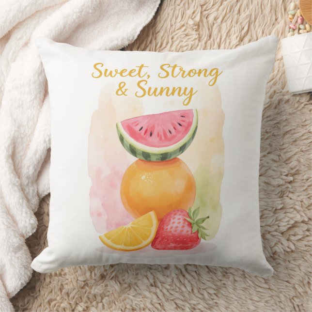 Sweet, Strong & Sunny - Aquarellfrucht Kissen (Decke)