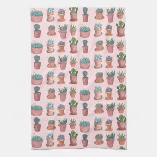 Sweet succuled cacti Aquarelltuch Geschirrtuch