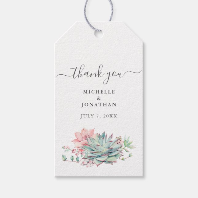 Sweet Succulent Wedding Vielen Dank, dass Sie Stic Geschenkanhänger (Vorderseite)
