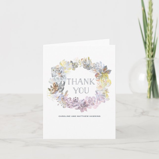 Sweet Succulents Wedding Danke Card (Vorderseite)