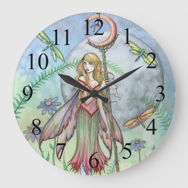 Sweet Summer Blume Mairy Wall Clock Große Wanduhr (Vorderseite)