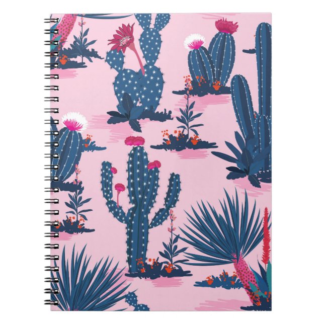 Sweet Summer Cactus Blooming Pattern Notizblock (Vorderseite)
