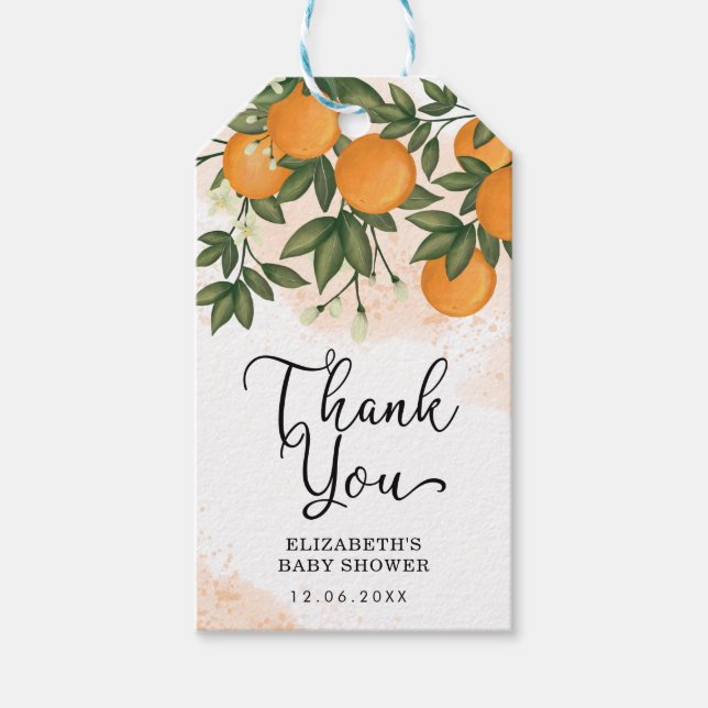 Sweet Summer Citrus Orange Grüne Kinderdusche Geschenkanhänger (Vorderseite)