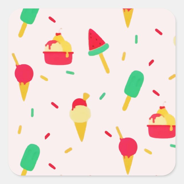 Sweet Summer Fun Rainbow Ice Quadratischer Aufkleber (Vorderseite)