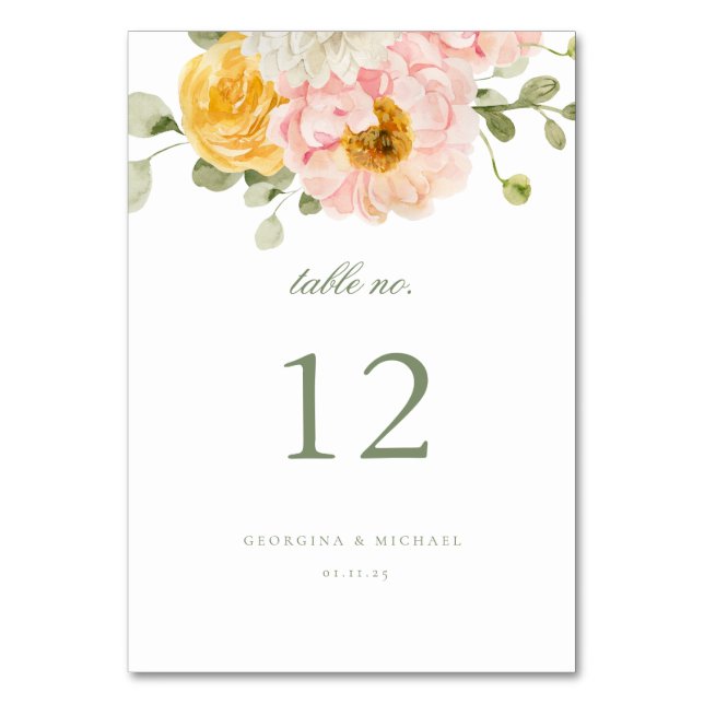 Sweet Summer Garden Wedding Tischnummer (Vorderseite)