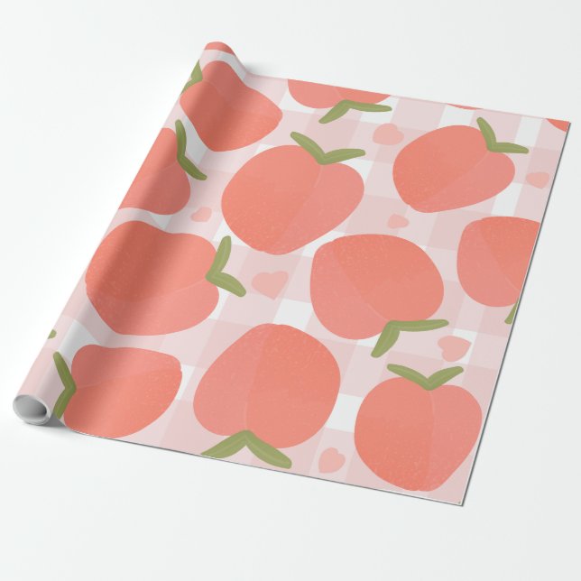 Sweet Summer Peach Muster Geschenkpapier (Ungerollt)